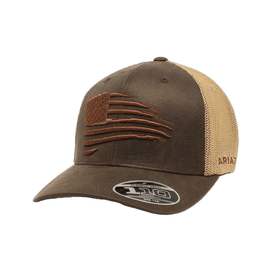 Ariat Brown Mesh Embroidered US Flag Cap