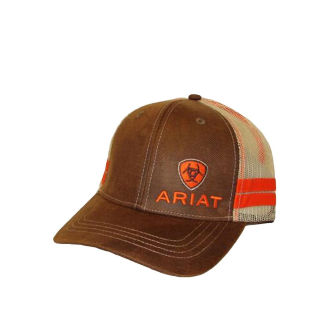 Ariat Brown Trucker Mesh Orange Stripe Cap