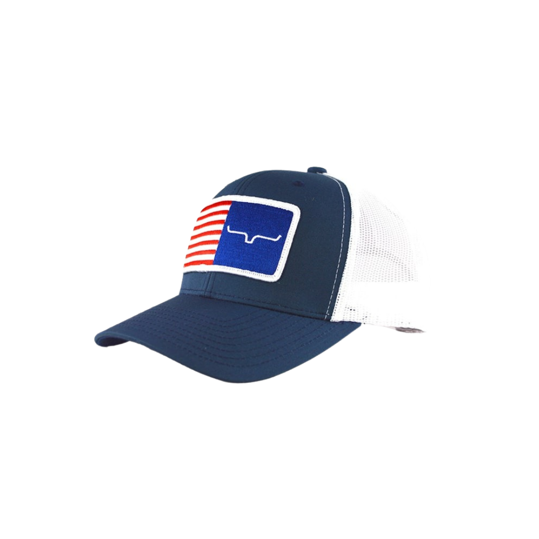 Kimes Ranch Blue Navy Mesh Trucker US Flag Cap