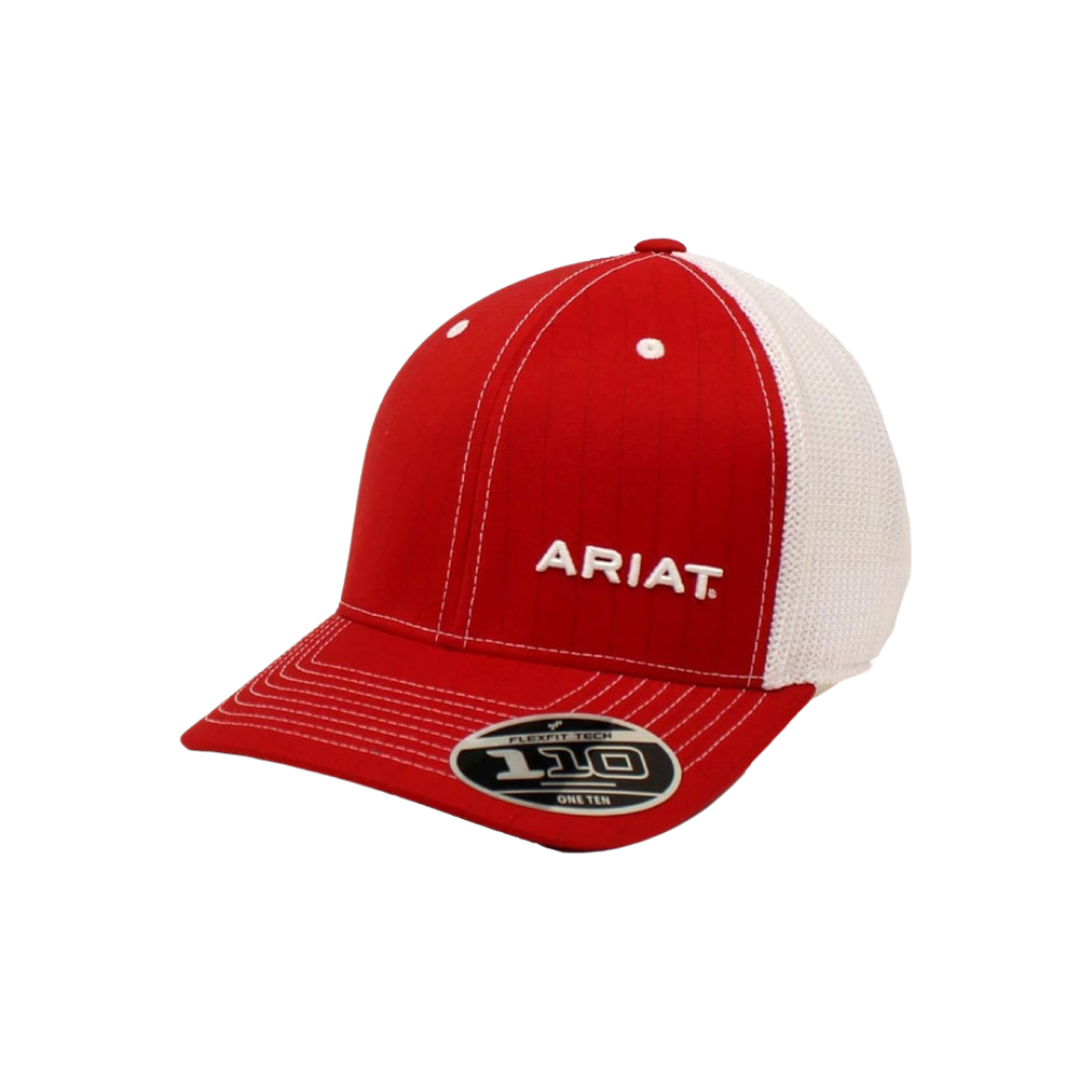 Ariat Flex Fit Red and White Mesh Logo Cap