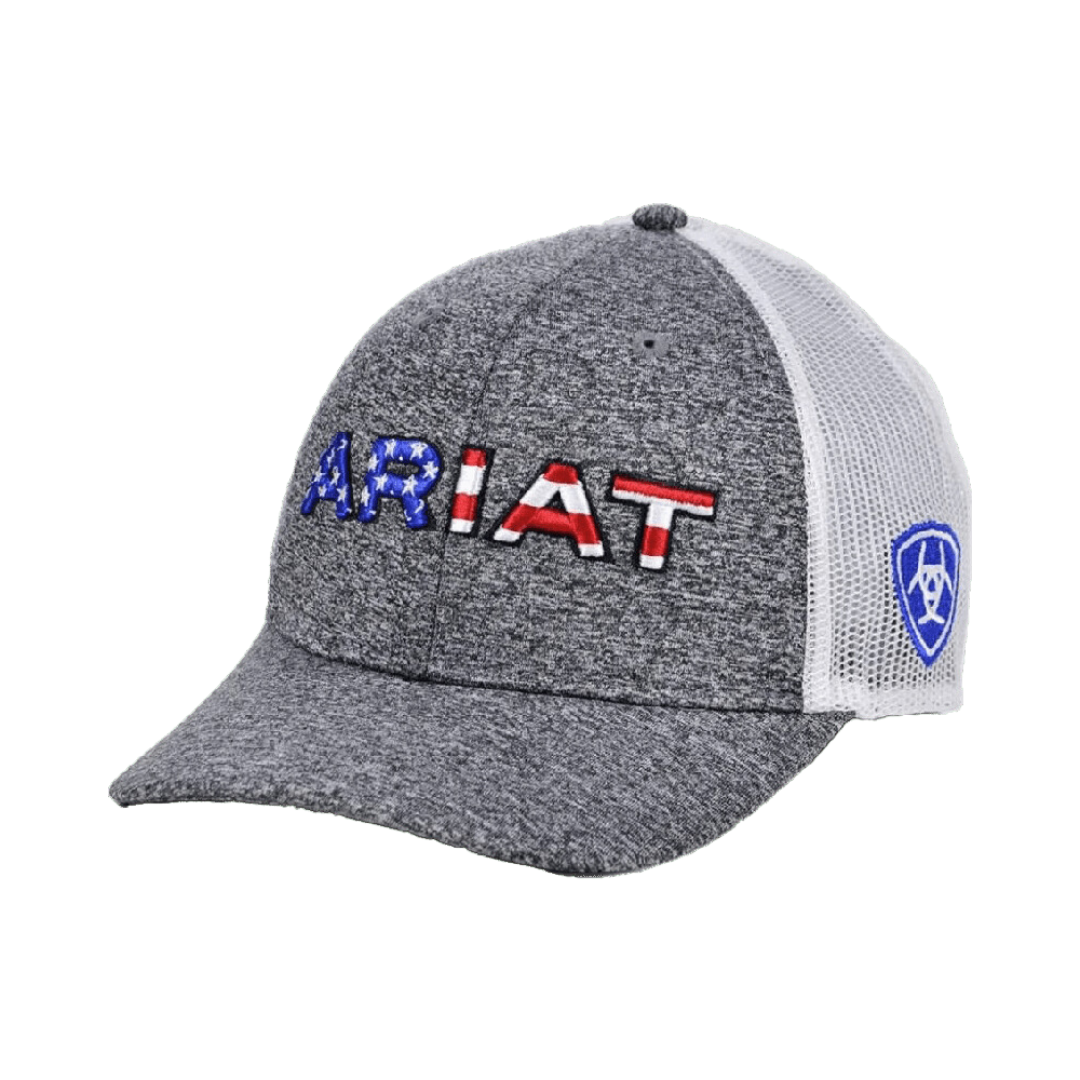 Ariat Grey Mesh Usa Flag Logo Cap