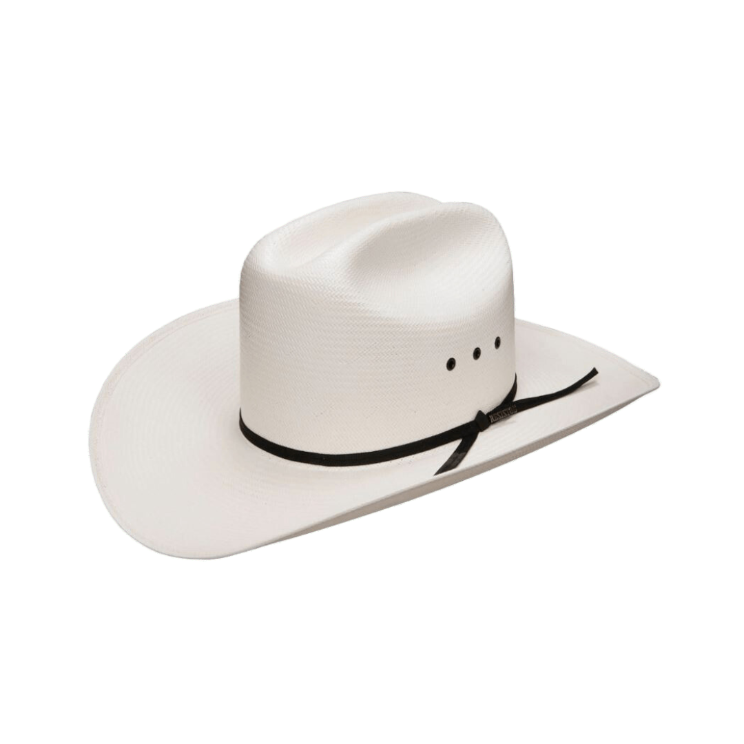 Men′ S Classic Cattleman White Straw Cowboy Hat Black Hatband Is