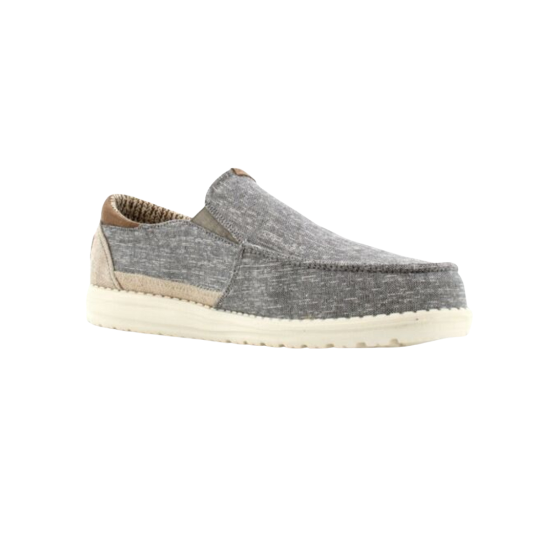 Hey Dude Men's Wally Thad Chambray Ghost Grey Shoes - Style and