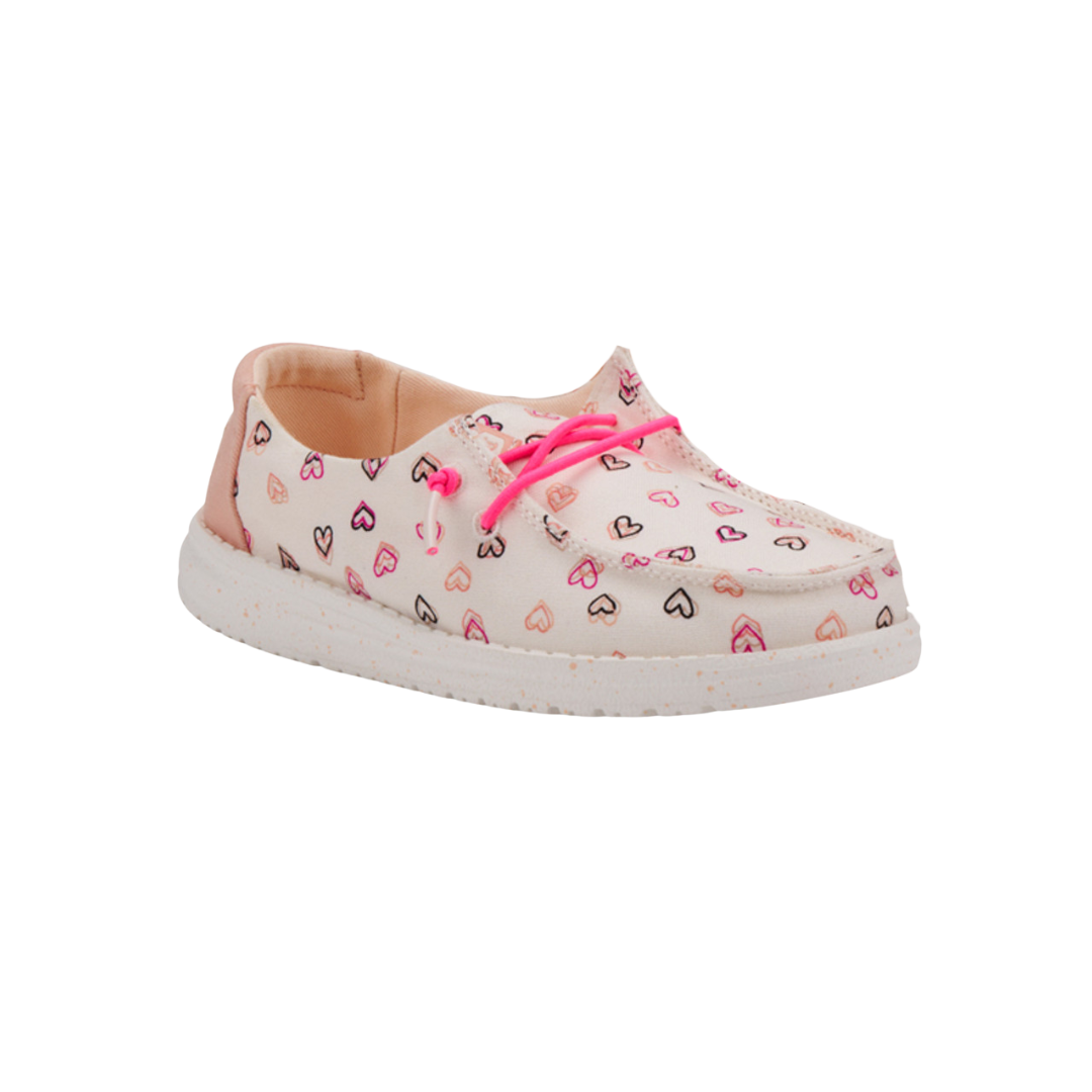 Hey Dude Youth Girl's Wendy Double Hearts White Shoes
