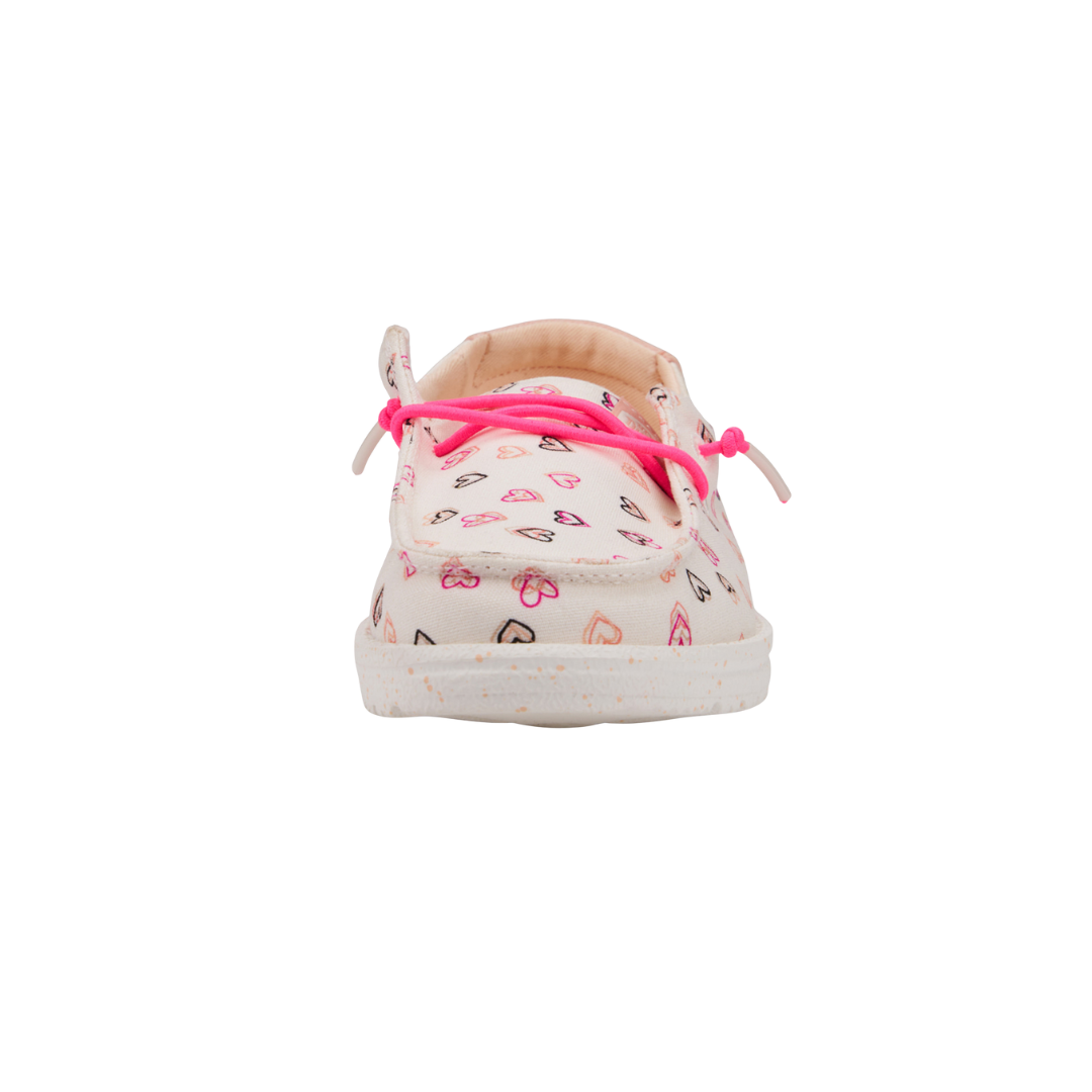 Hey Dude Youth Girl's Wendy Double Hearts White Shoes