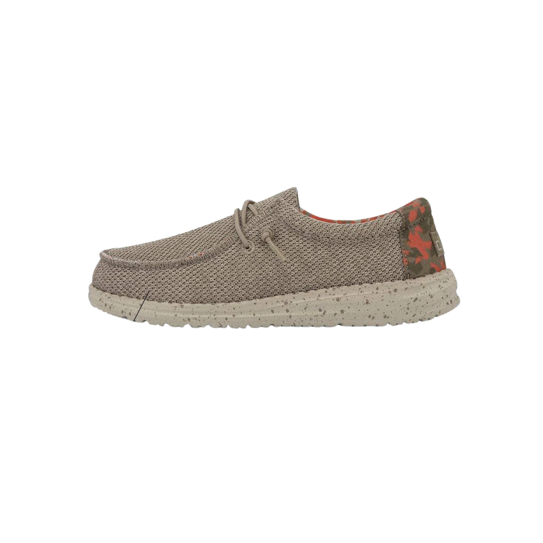 Hey Dude Kid's Wally Sox Comfort Slip-On Tan Camo Shoes