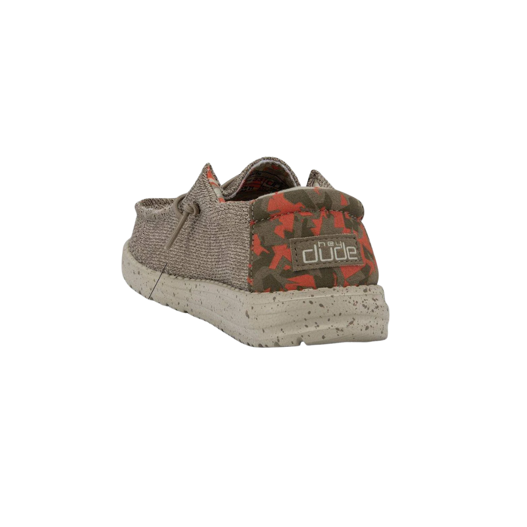 Hey Dude Kid's Wally Sox Comfort Slip-On Tan Camo Shoes