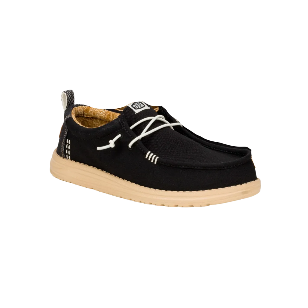 Hey Dude Men's Wally Hickory Denim Black Shoes