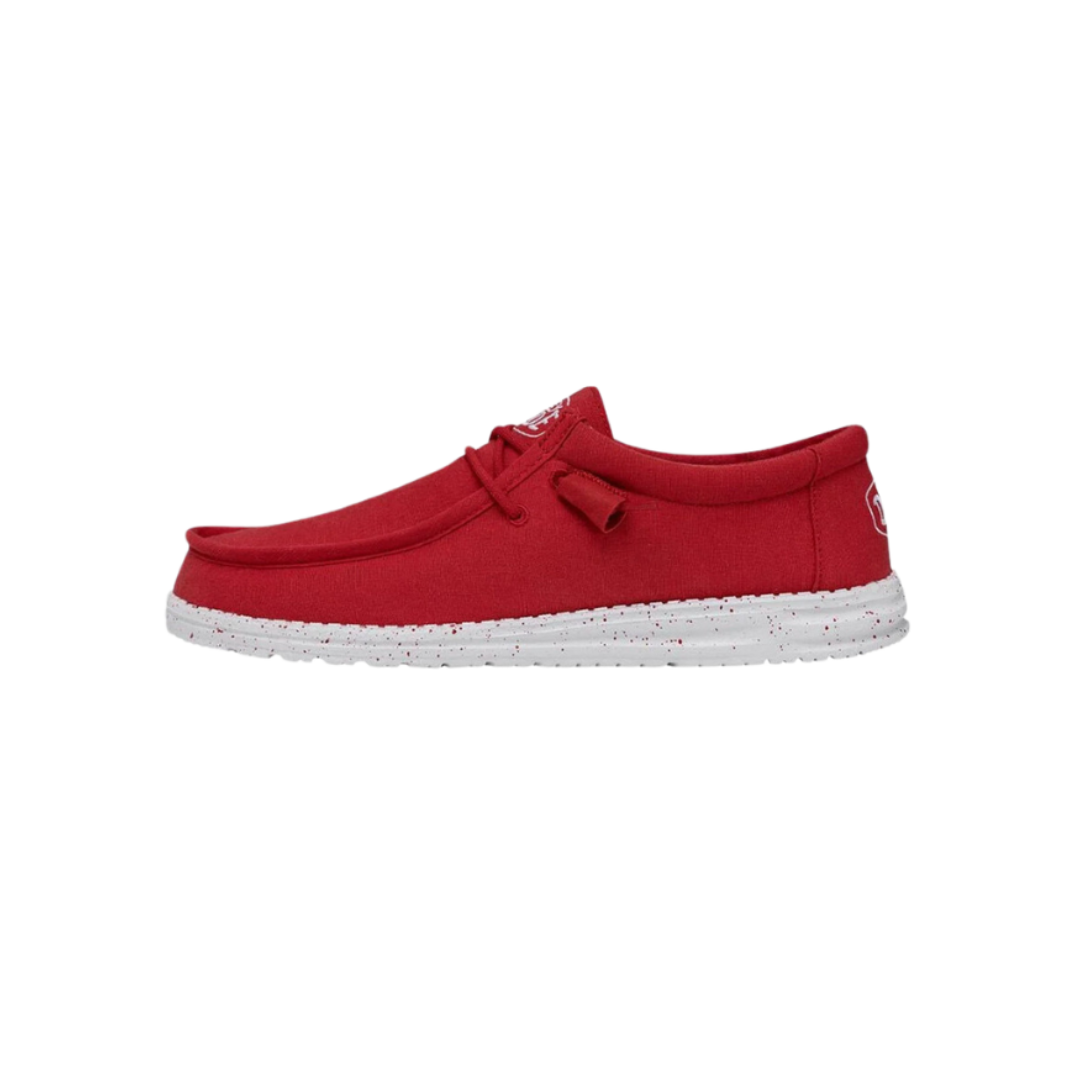 Hey Dude Men's Wally Slub Canvas Red Shoes