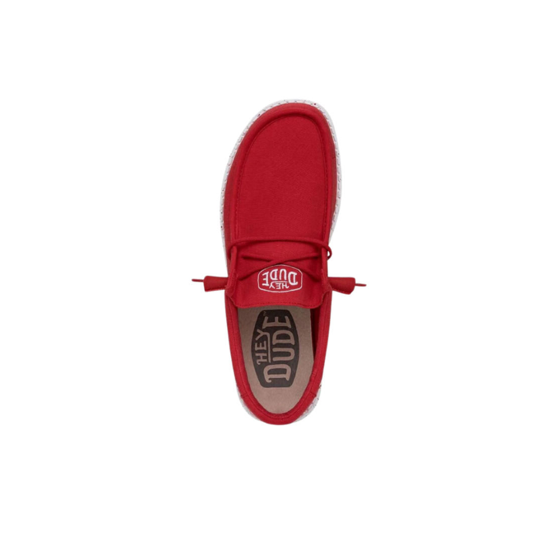 Hey Dude Men's Wally Slub Canvas Red Shoes