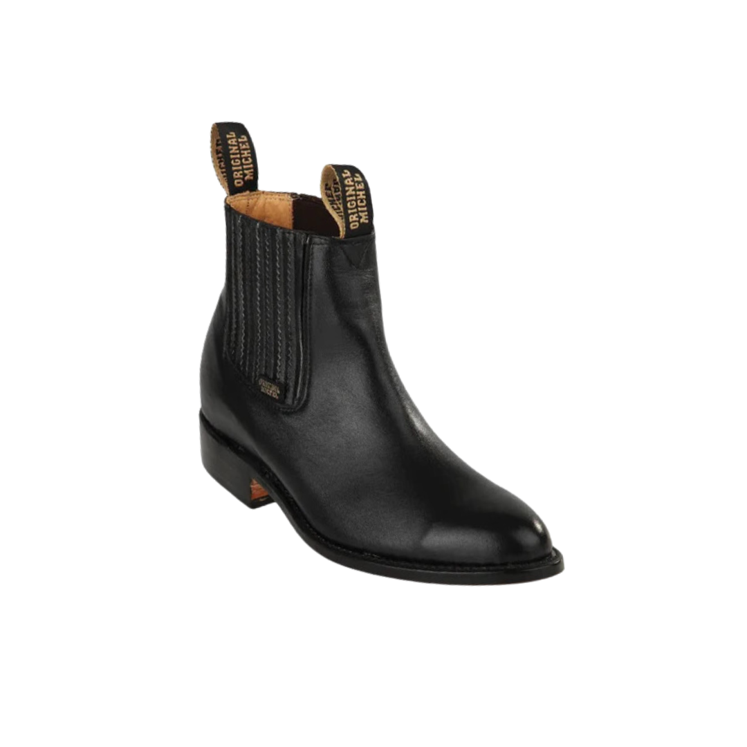 Los Altos Men's Snip Toe Deer Leather Handcrafted Black Boots