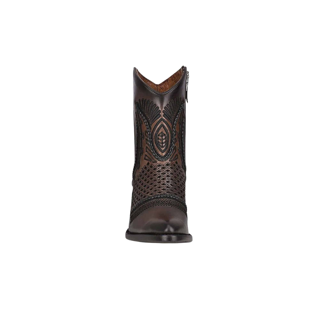 Cuadra Women's Artisan Embroidered Bootie Black Brown Boots