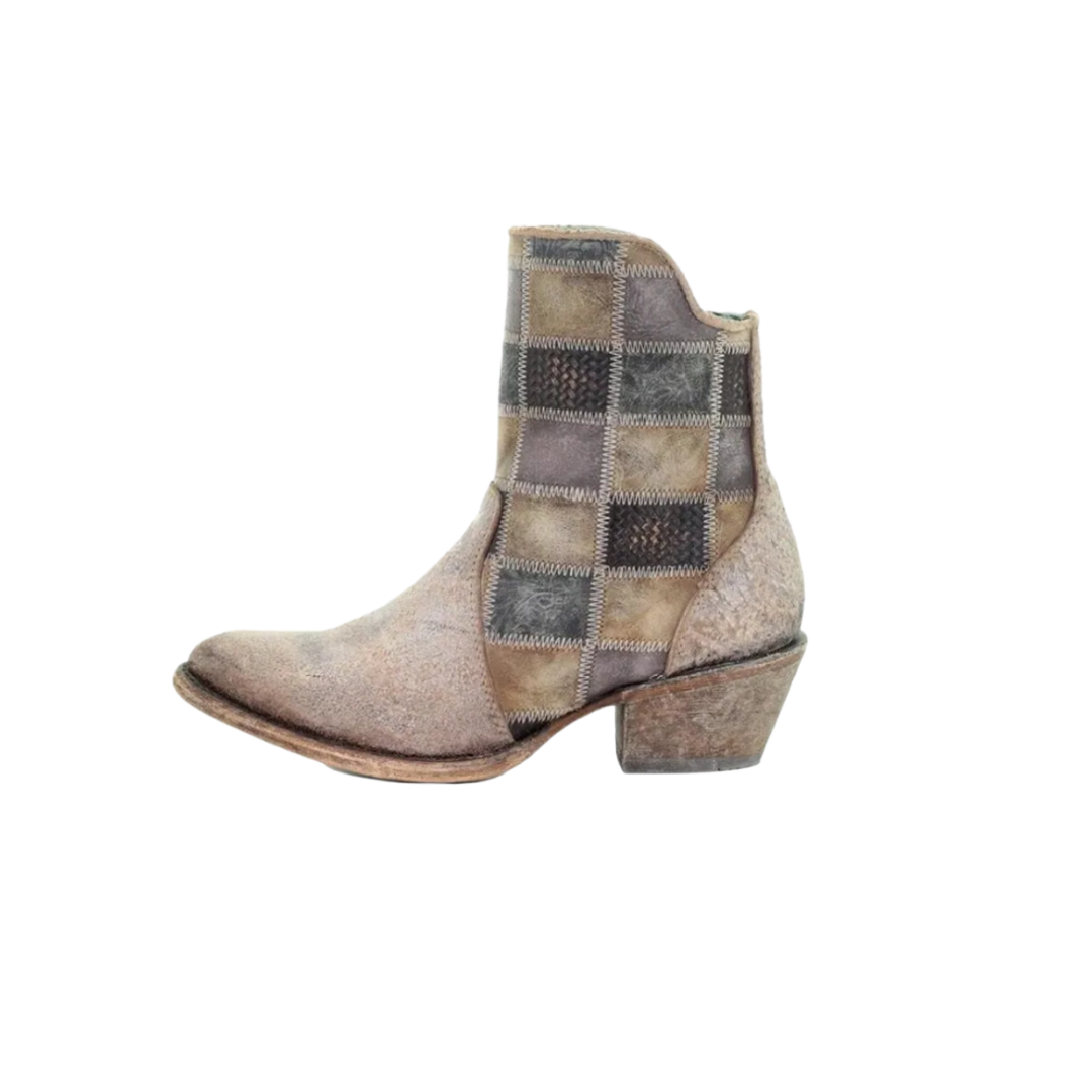 Corral Women's Ankle Patchwork Round Light Brown Boots