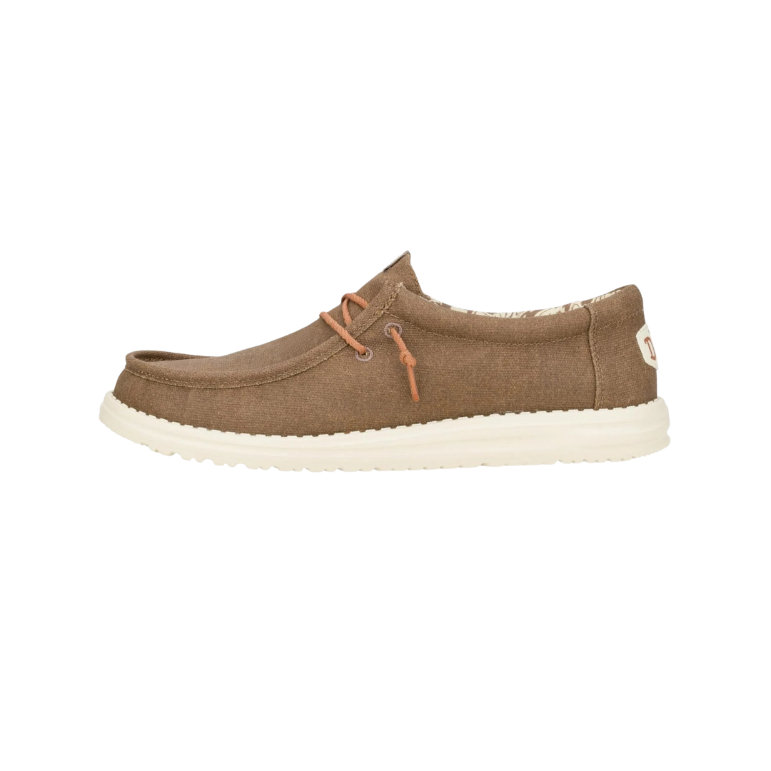 Hey Dude Men's Wally Waxed Canvas Walnut Shoes