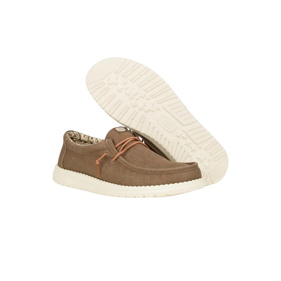 Hey Dude Men's Wally Waxed Canvas Walnut Shoes