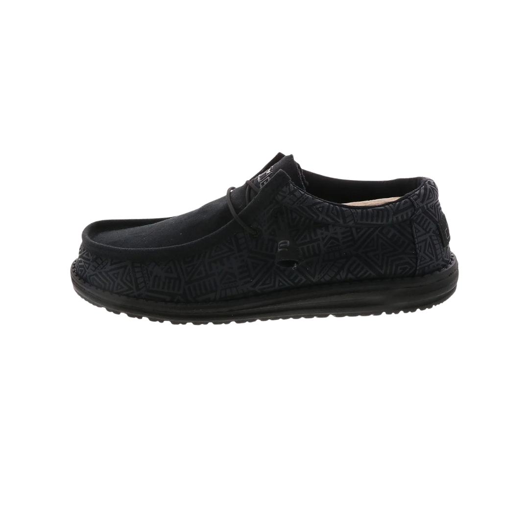 Hey Dude Men's Wally Stretch Casual Total Black Shoes