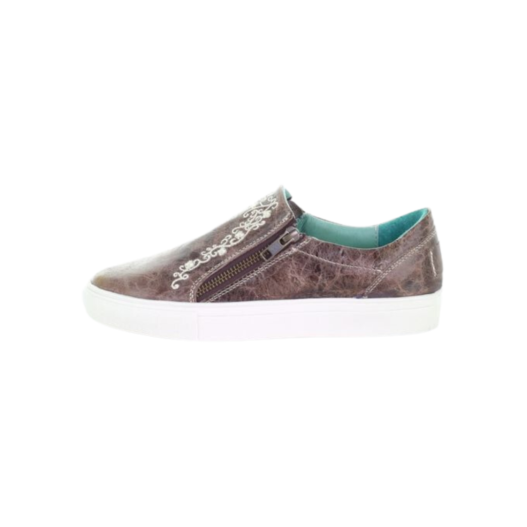 Corral Women's Floral Embroidery Zipper Sneaker Brown Boots