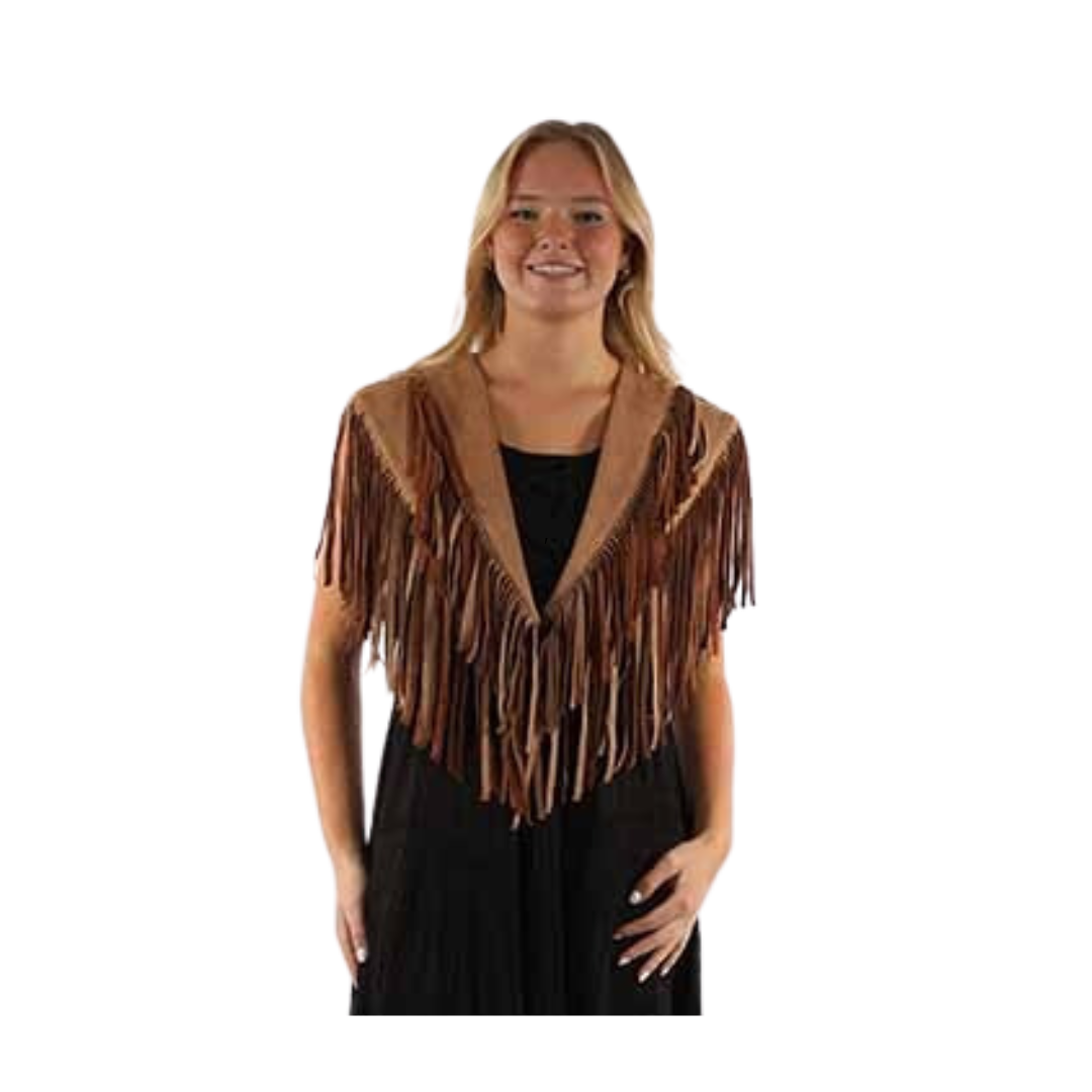 Scully Leather Women's Brown Fringe Shawl