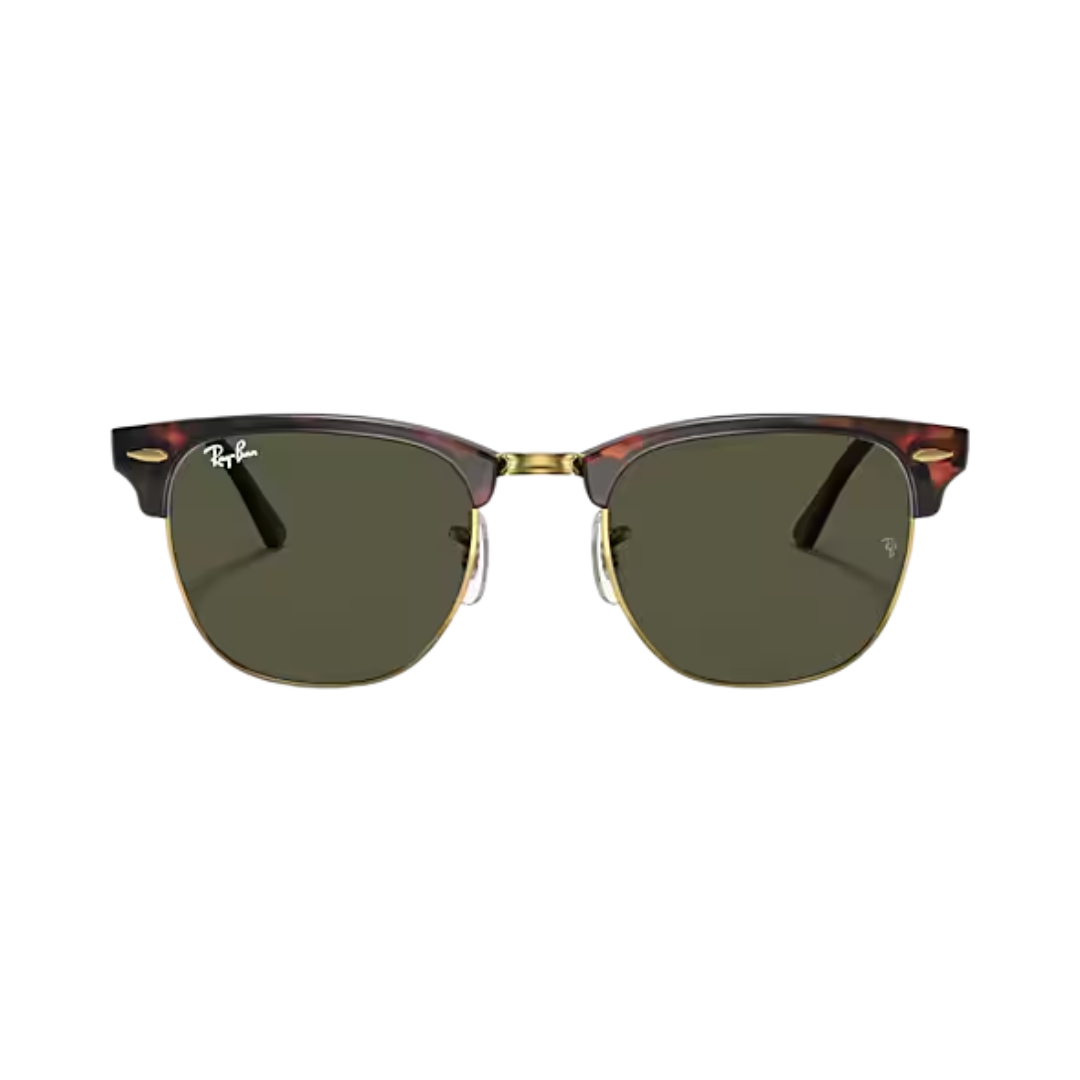Ray-Ban Unisex Clubmaster Mock Tortoise Green Sunglasses