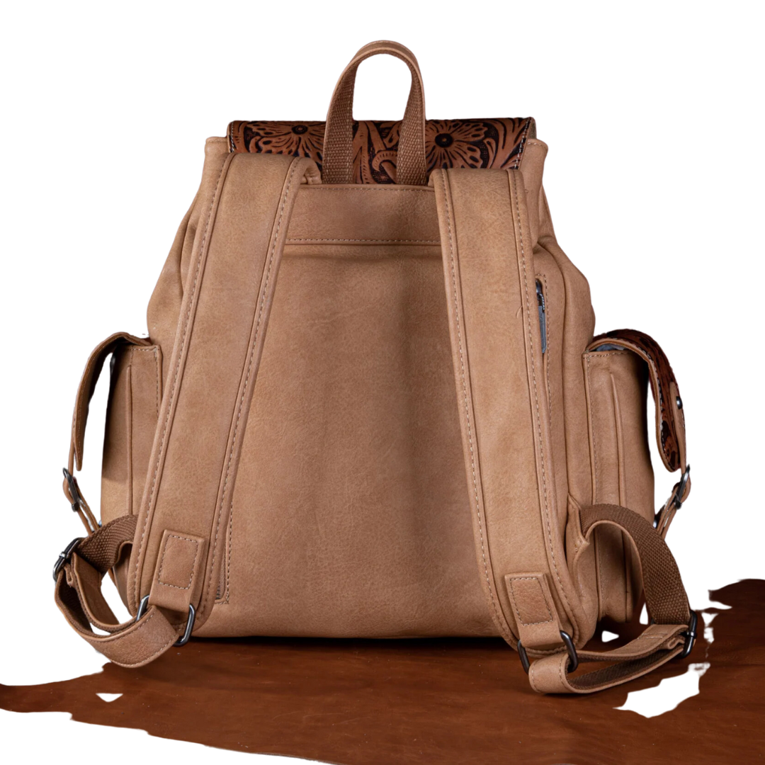Wrangler Women's Vintage Floral Tooled Light Brown Backpack
