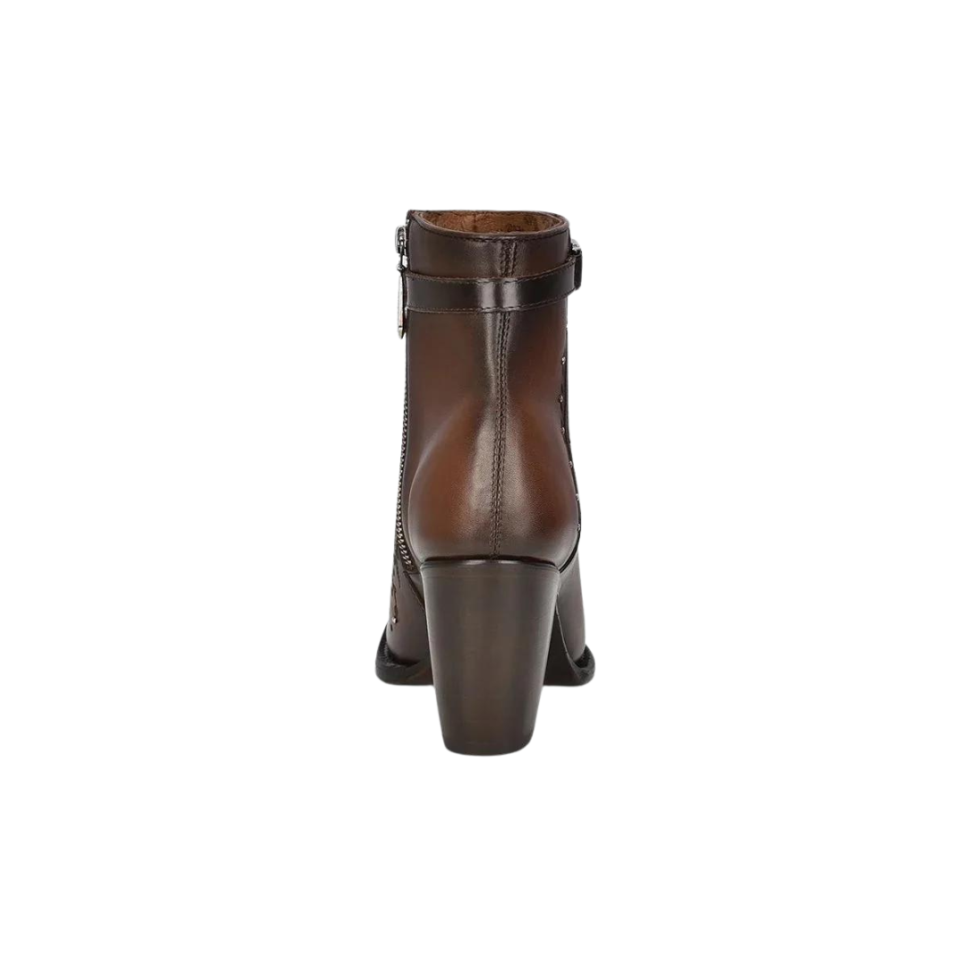 Cuadra Women's Honey Embroidery Studs Harness Round Toe Boot
