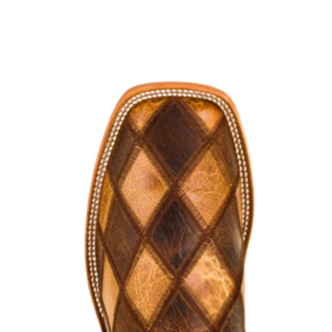 Horse Power Men's Patchwork Western Square Brown Toe Boot