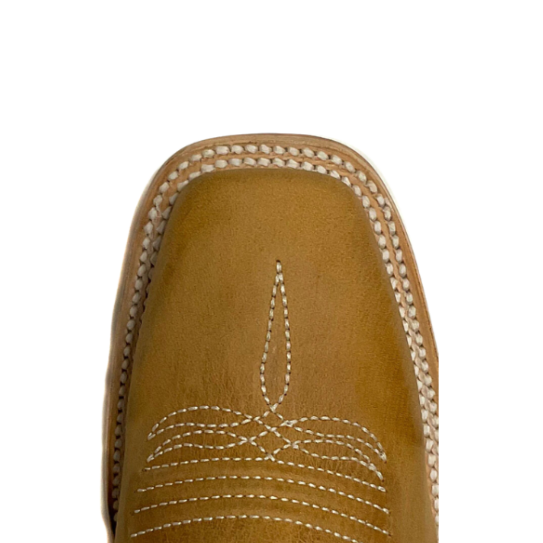 Corral Women's Circle G Teen Embroidery Square Toe Tan And White Boos