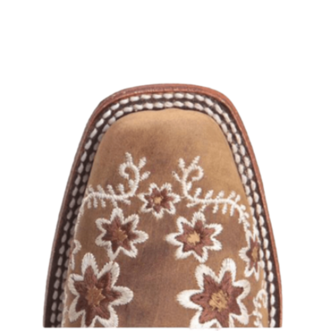 Corral Women's Floral Embroidery Square Tan Boots