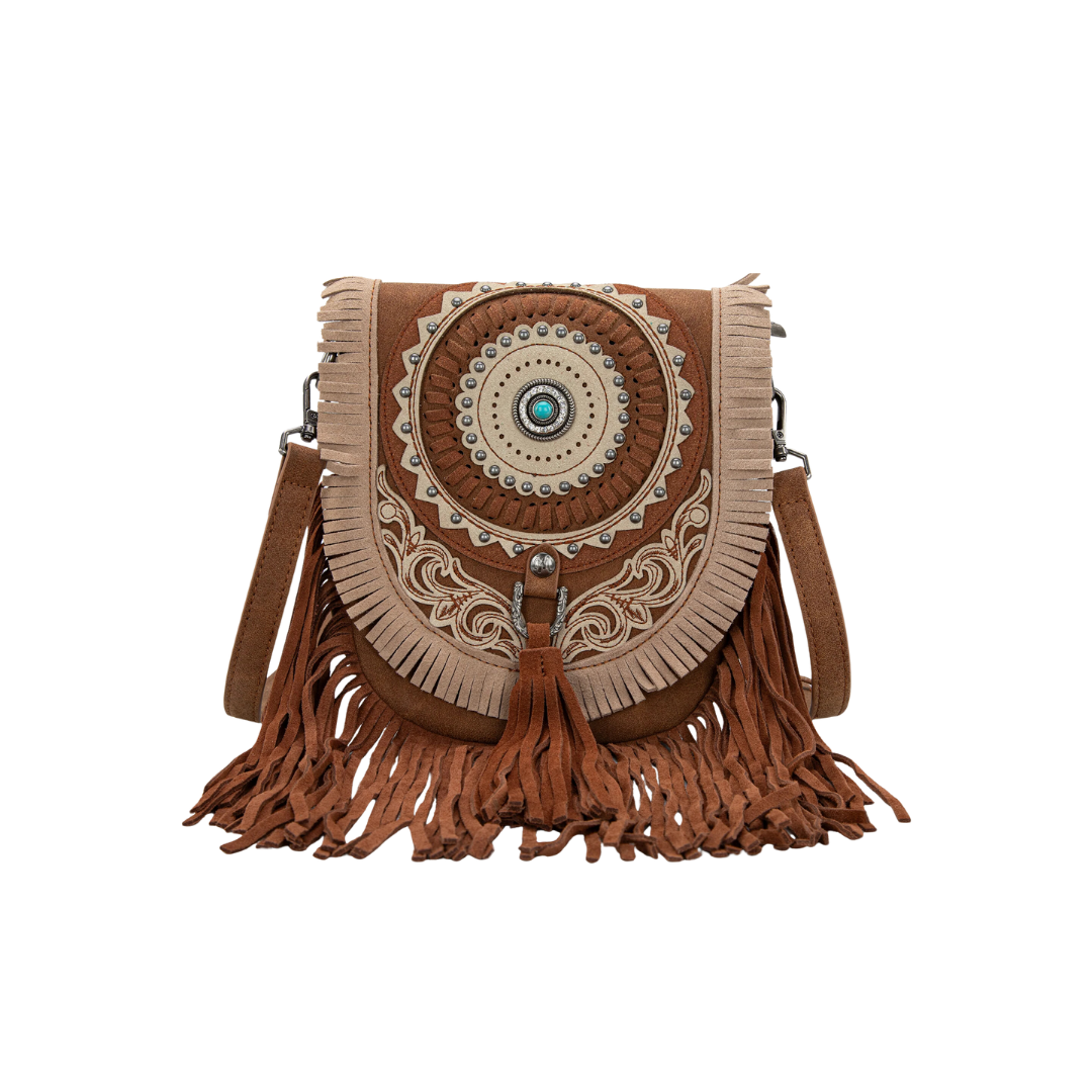 Montana West Women's Fringe Saddle Bag Coffe Crossbody