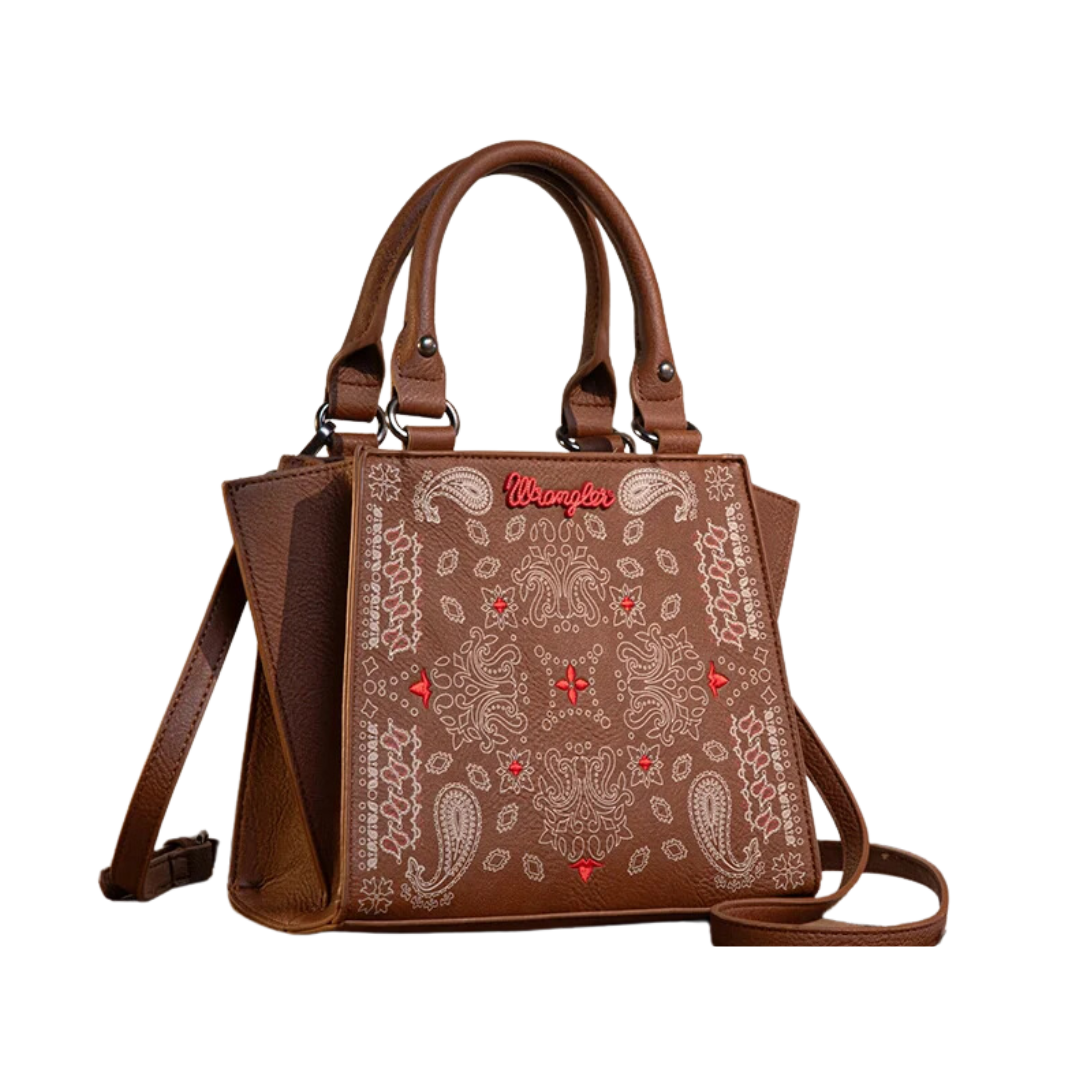 Wrangler Women's Paisley Satchel Brown Bag