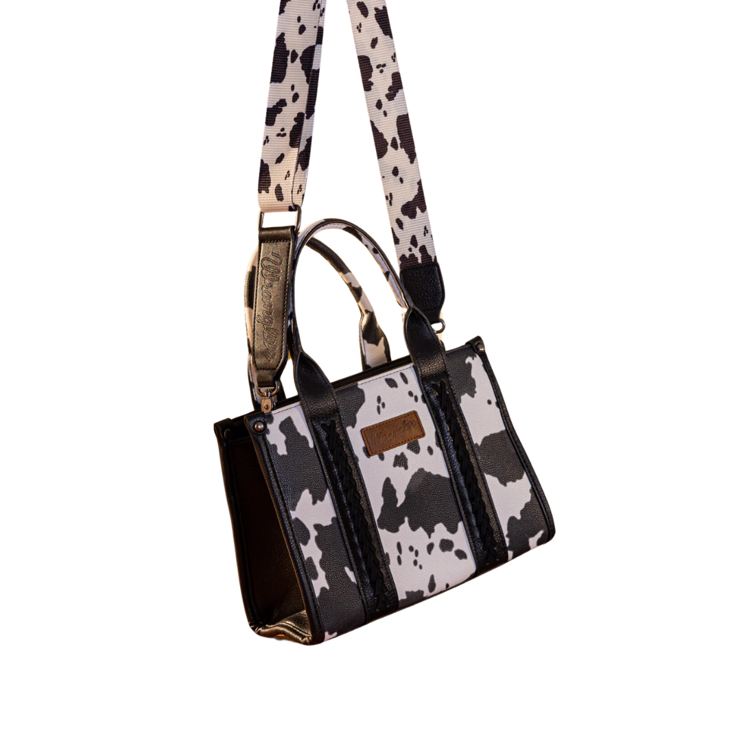 Wrangler Women's Cow Print Carry Tote Black Crossbody