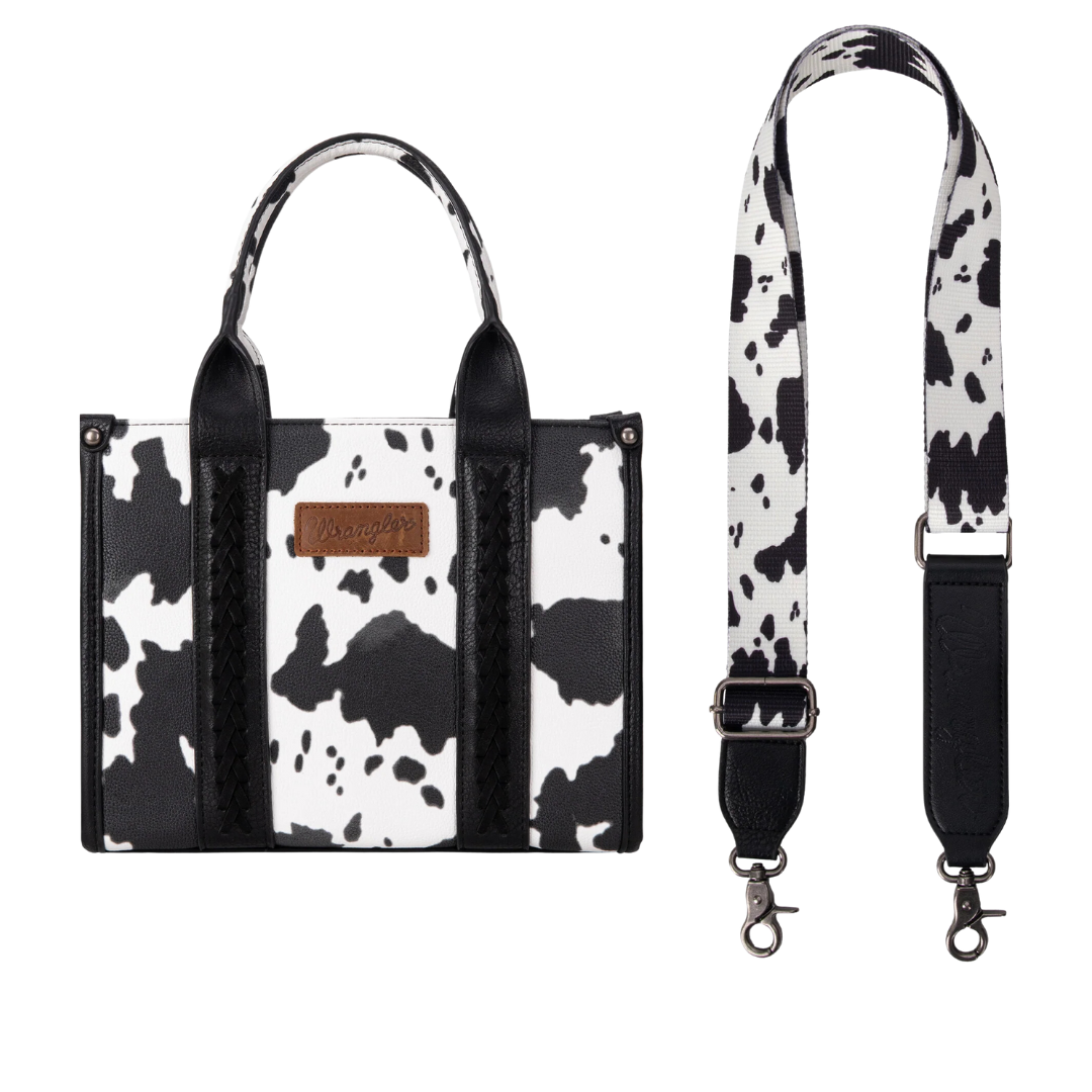Wrangler Women's Cow Print Carry Tote Black Crossbody