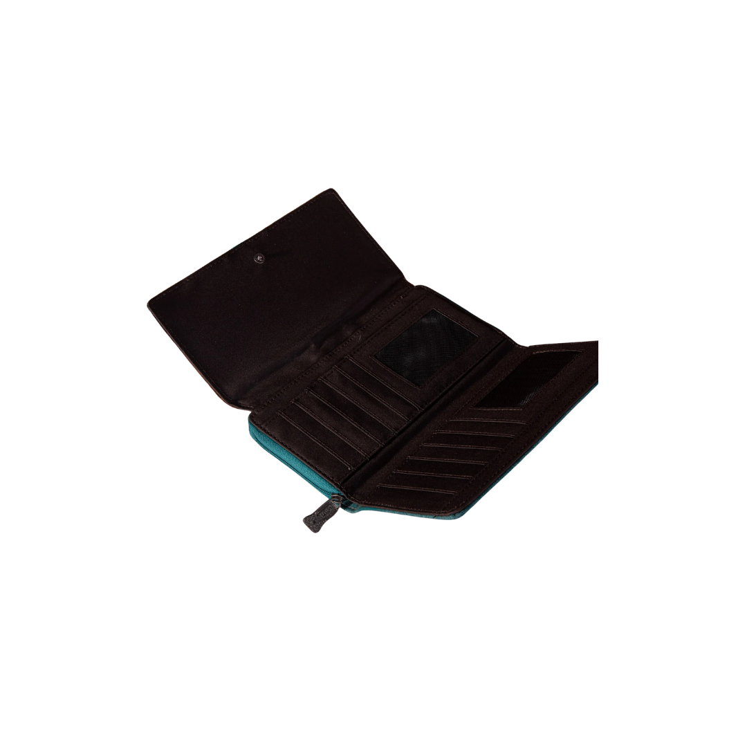 Women's Trinity Ranch Cowhide Turquoise Wallet