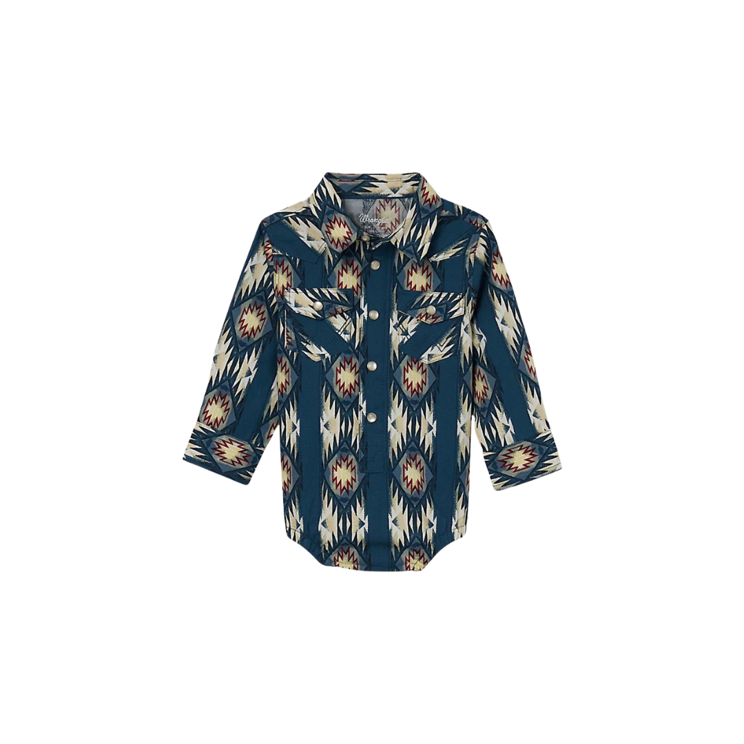 Wrangler Boy's Long Sleeve Turquoise Bodysuit
