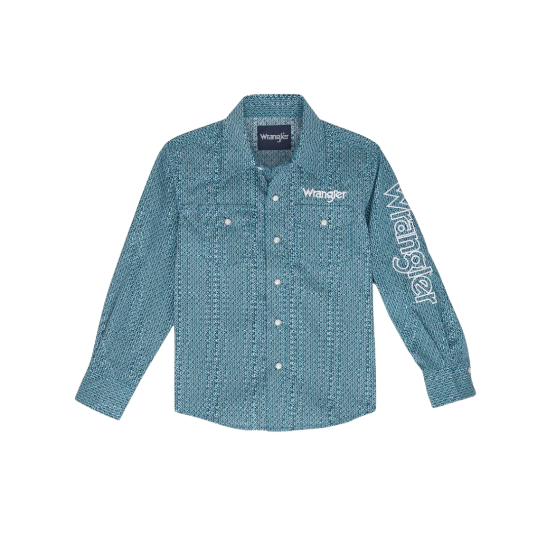 Wrangler Boy's Long Sleeve Turquoise Shirt