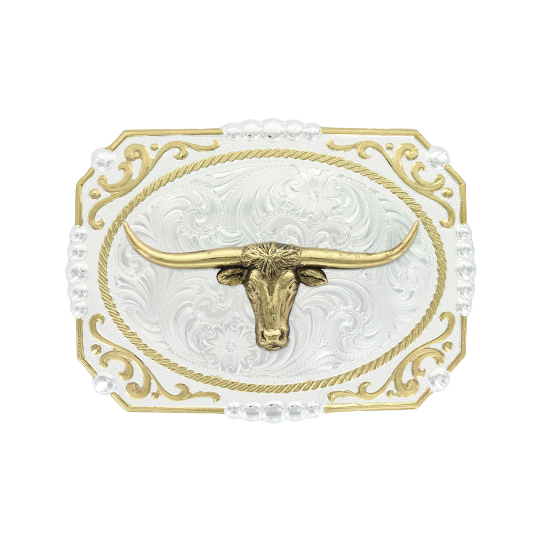 Montana Men's Two-tone Cowboy Cameo Buckle with Longhorn