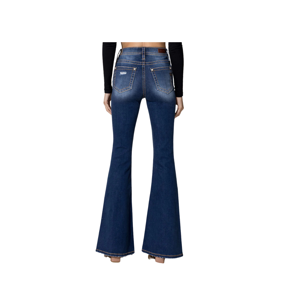 Miss Me Women's High Rise Sassy Flare Dark Wash Jeans