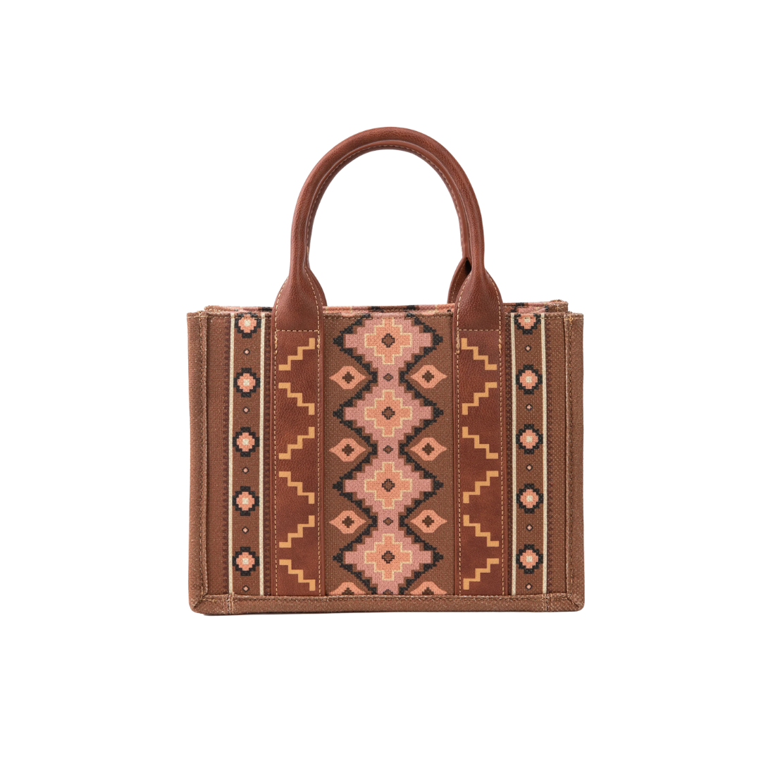 Wrangler Women's Southwestern Print Small Canvas Dark Brown Tote Crossbody