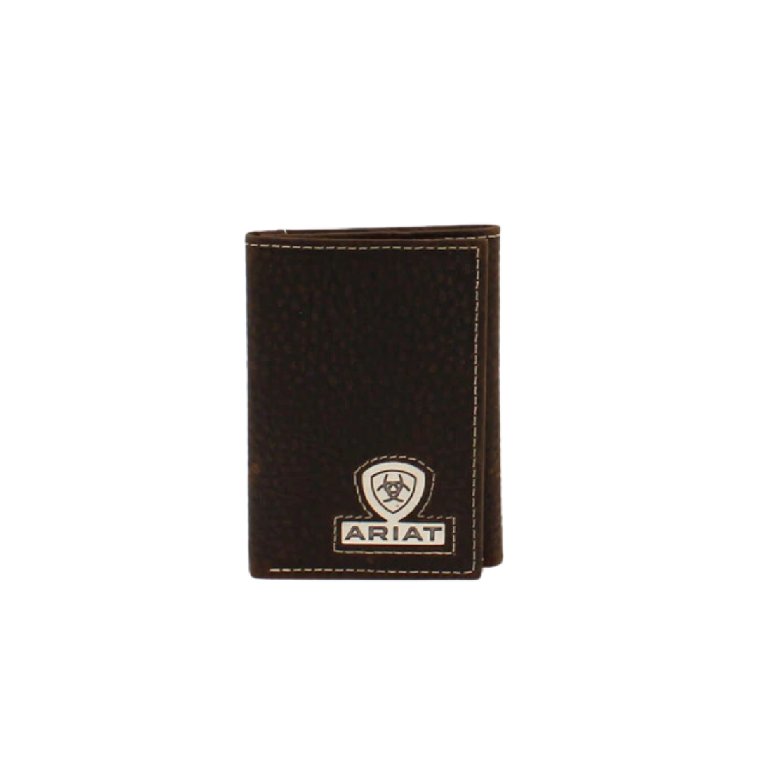 Ariat Men's Trifold Shield Logo Brown Wallet