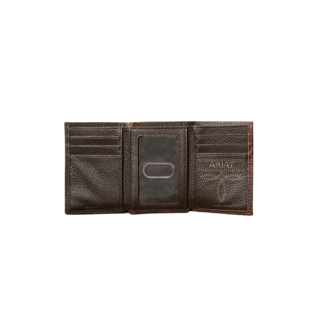 Ariat Men's Trifold Shield Logo Brown Wallet