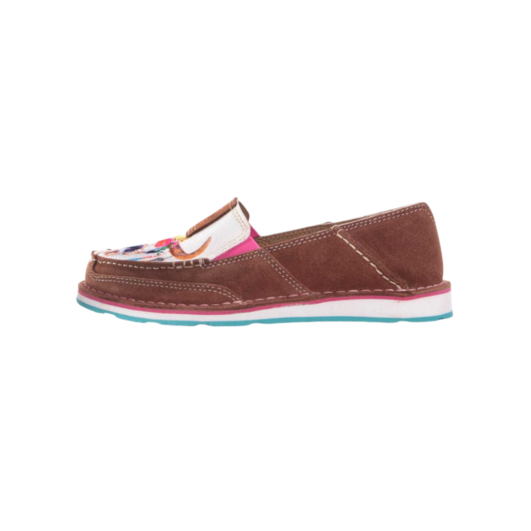 Ariat Women's Cruiser Floral Steerhead Saddle Suede Tan Shoes