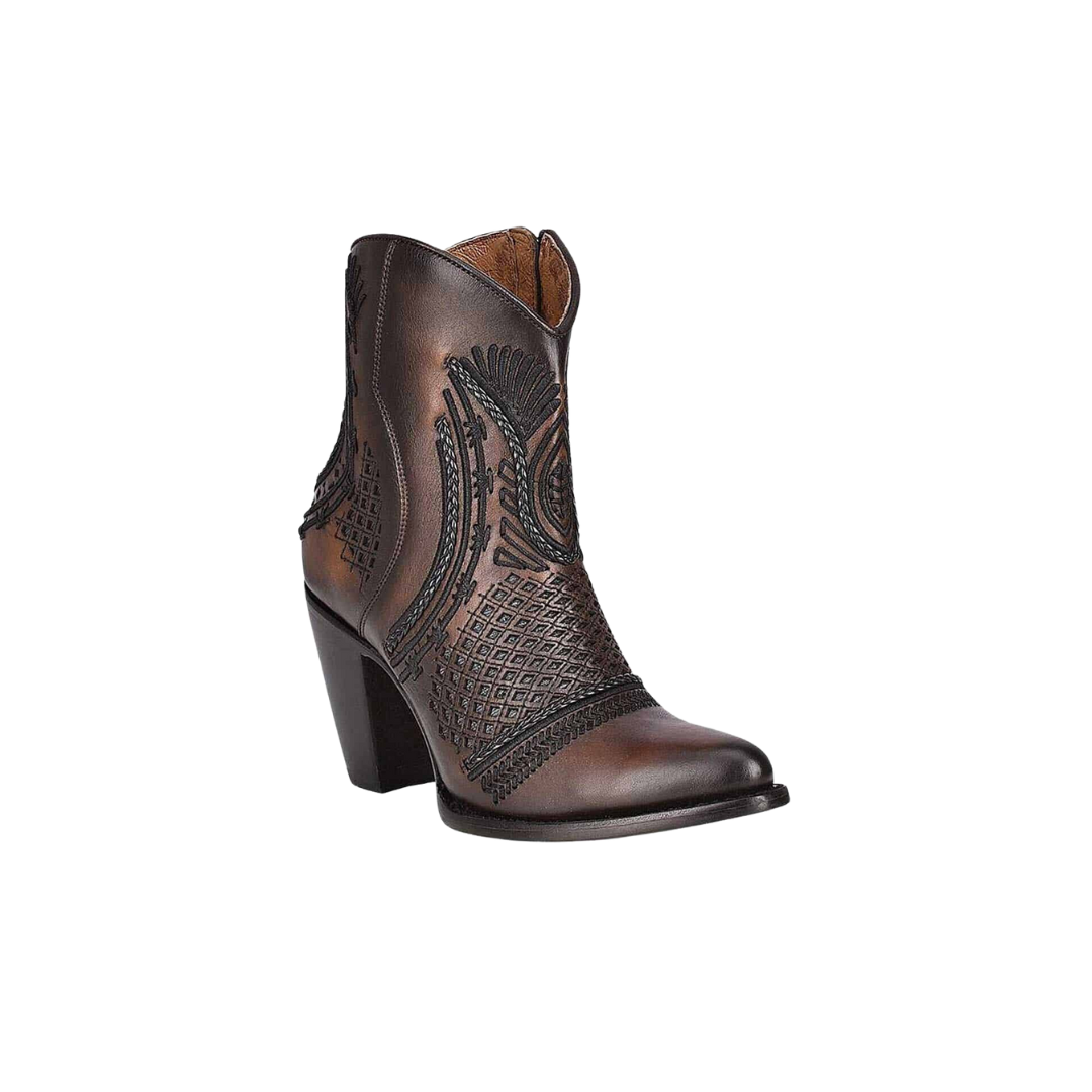 Cuadra Women's Artisan Embroidered Bootie Black Brown Boots