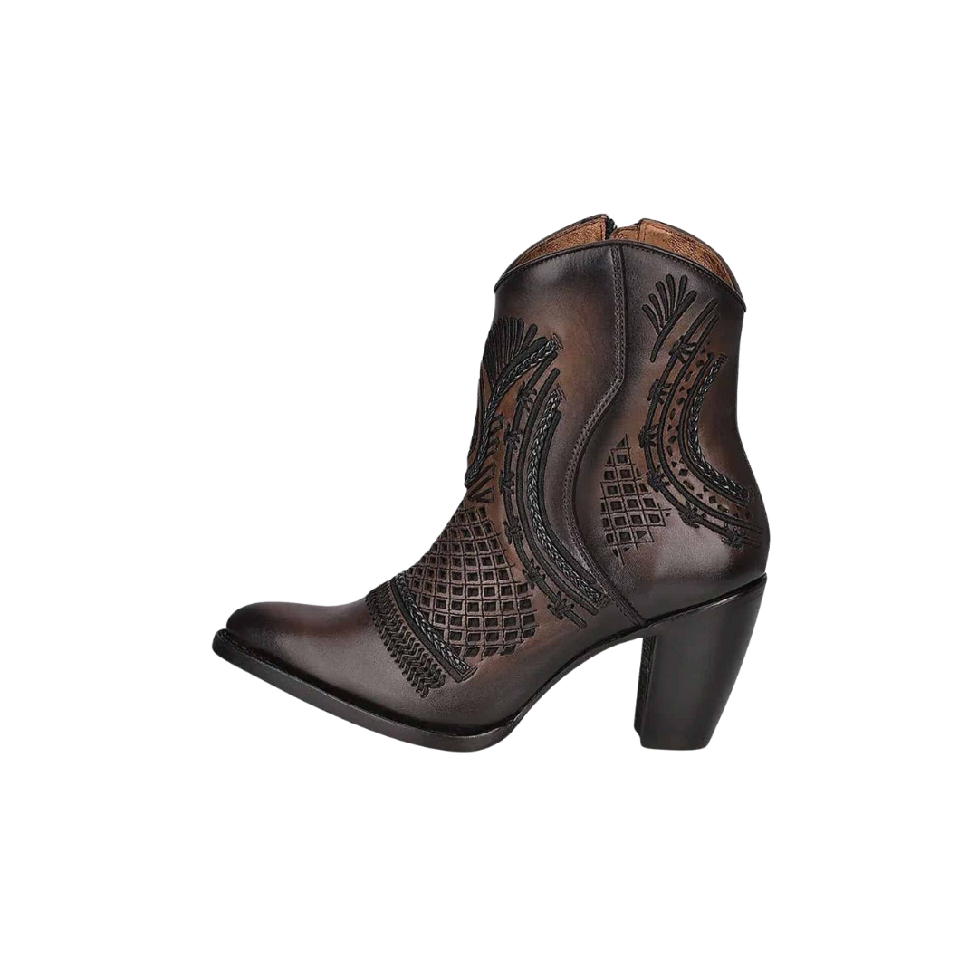 Cuadra Women's Artisan Embroidered Bootie Black Brown Boots