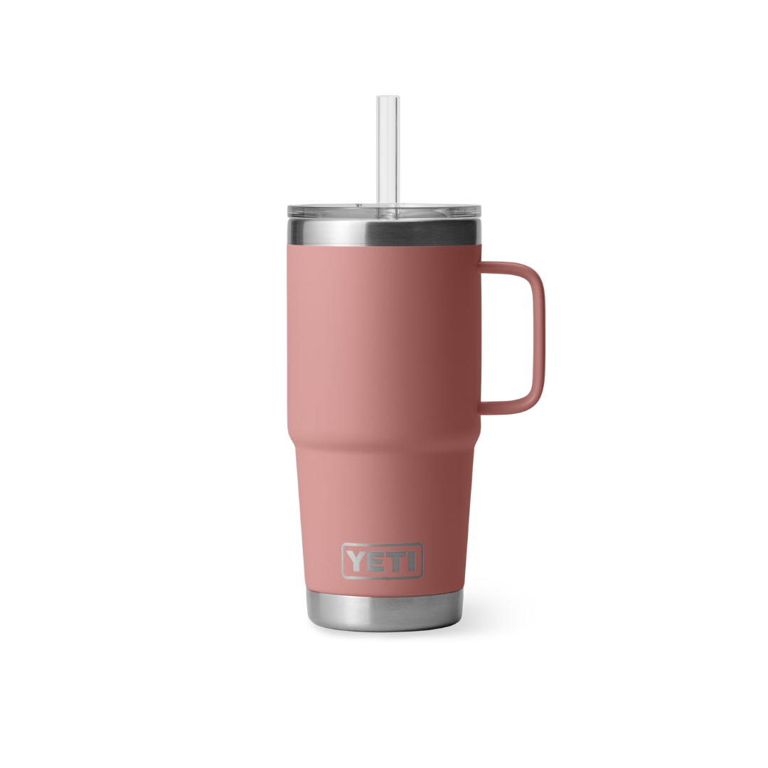 Yeti Rambler 25oz Sandstone Pink Straw Mug