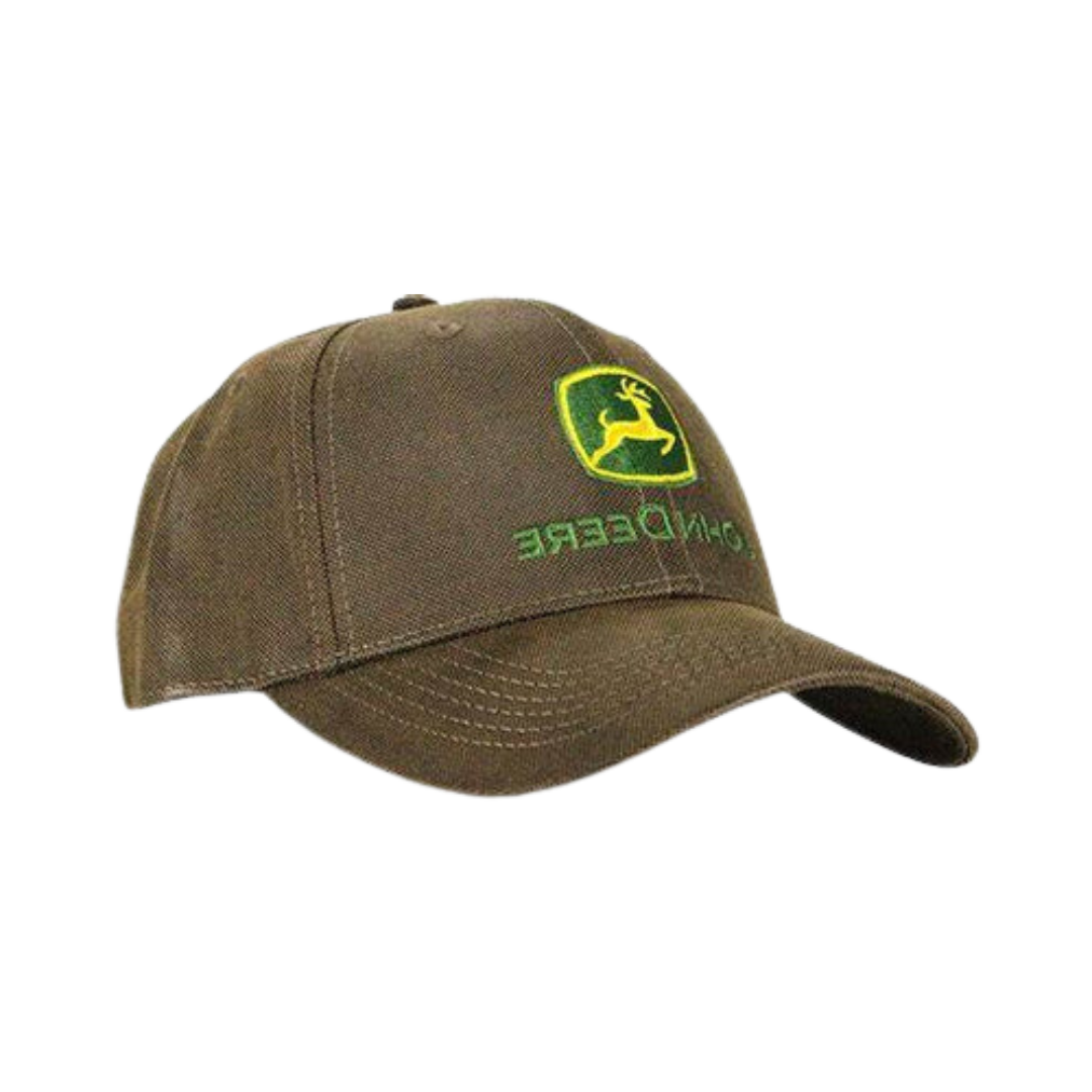 John Deere Oil Skin Cotton Logo Embroidered Brown Cap