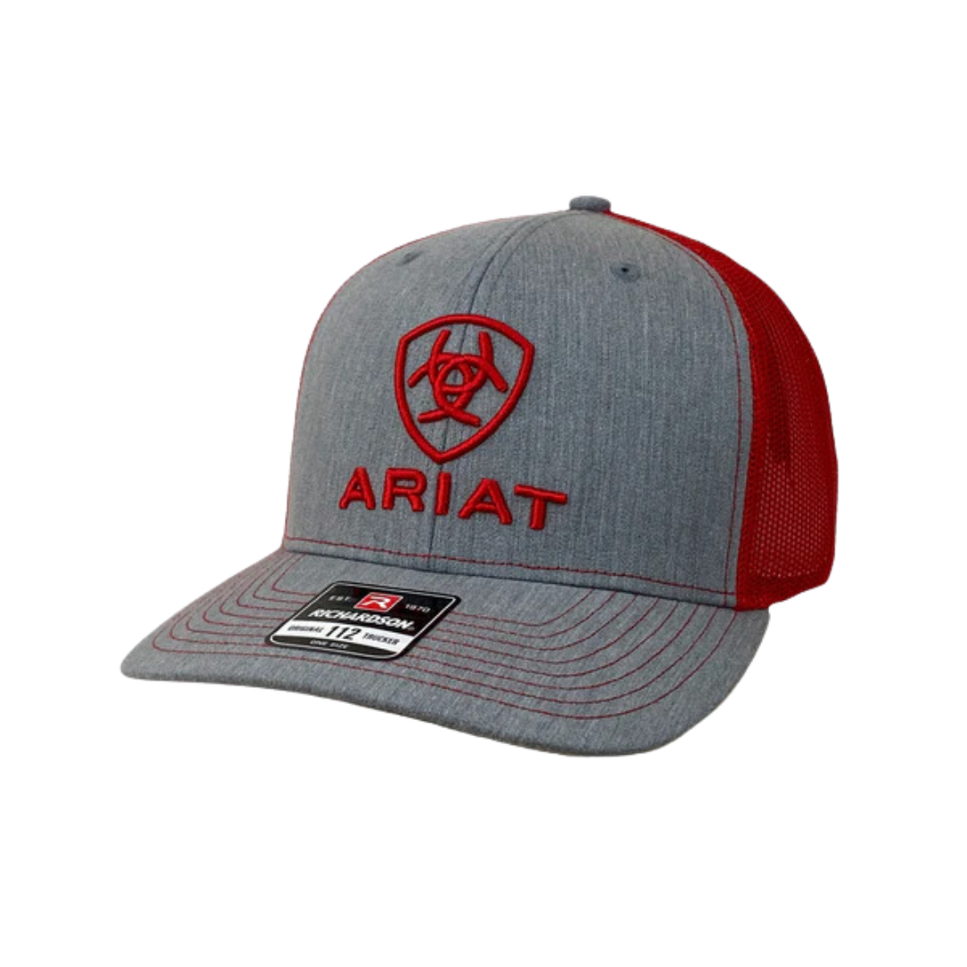 Ariat Richardson 112 Grey & Red Logo Mesh Cap