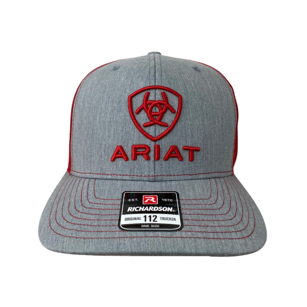 Ariat Richardson 112 Grey & Red Logo Mesh Cap