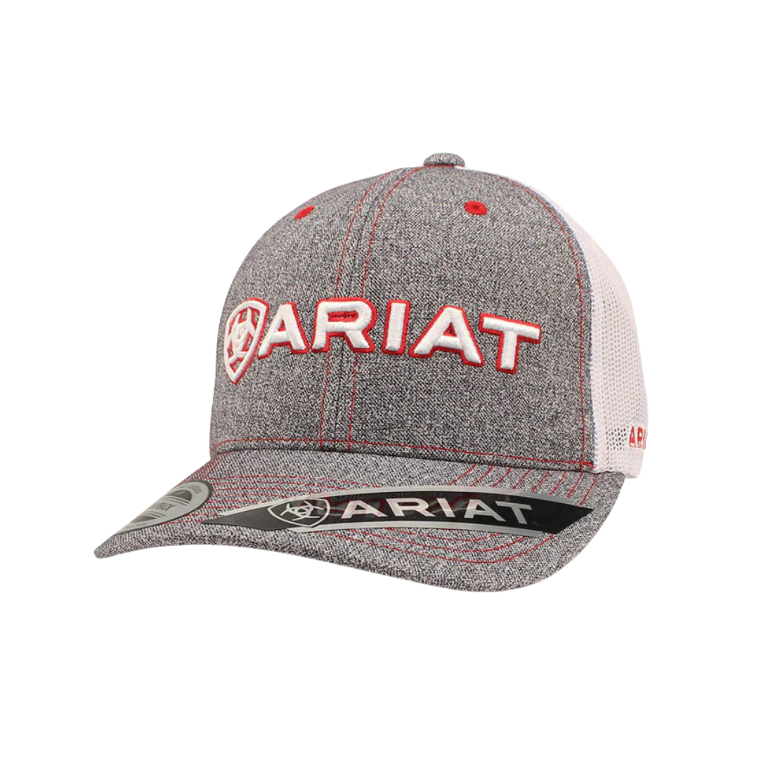 Ariat Grey and White Logo Mesh Cap