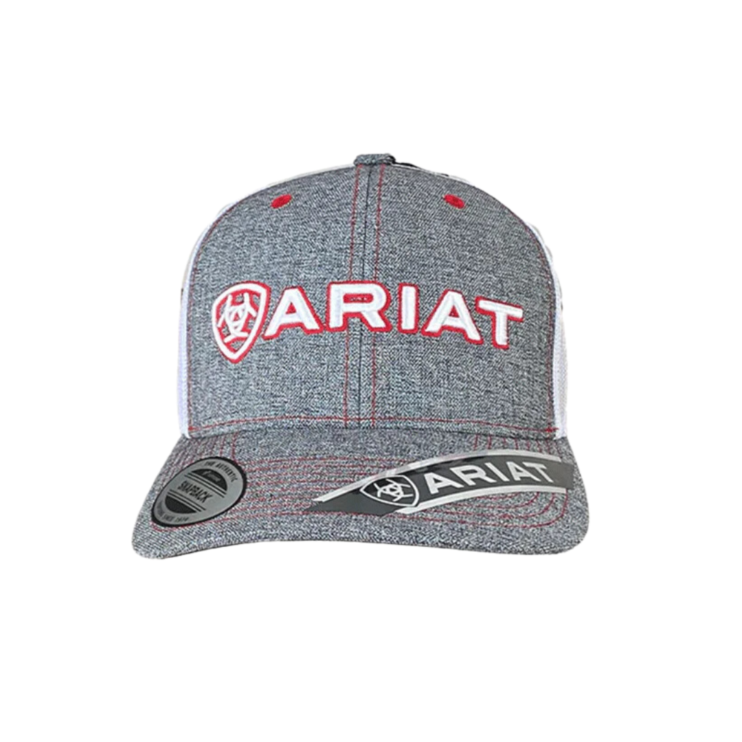 Ariat Grey and White Logo Mesh Cap