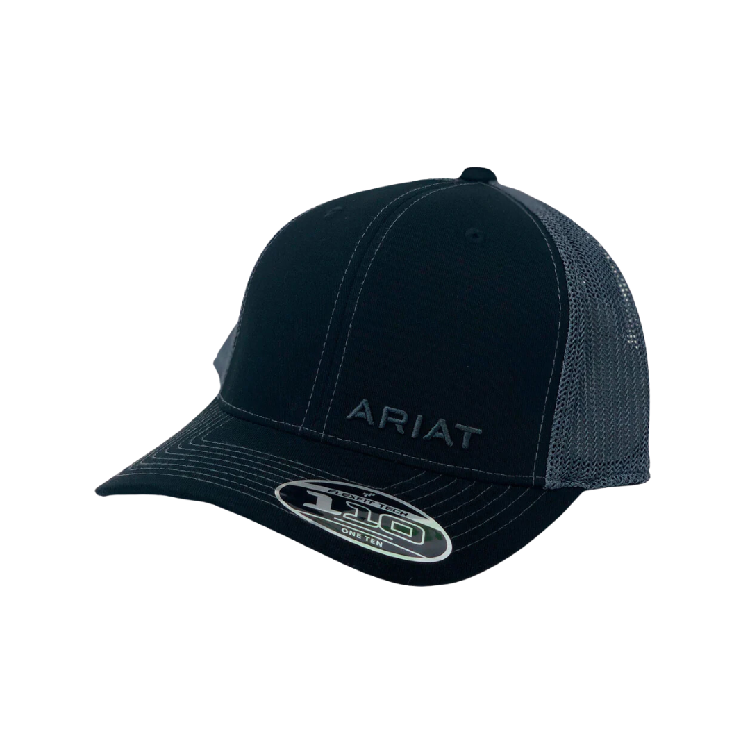 Ariat Flex Fit Black and Grey Mesh Logo Cap